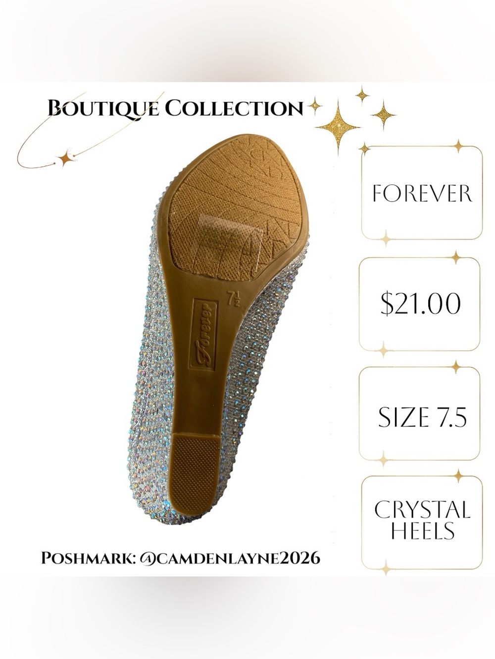 Forever Silver Crystal-Studded Wedge Heels - Picture 6 of 6